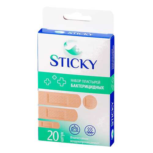 Пластырь бактерицидный Sticky влагостойкий 1,9 х 7,2 см 20 шт. в Аптека 36,6