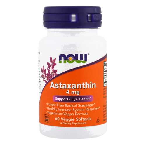 Для зрения NOW Astaxanthin 4 мг 60 капсул в Аптека 36,6