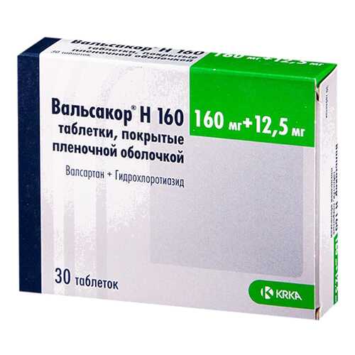 Вальсакор Н160 таблетки, покрытые пленочной оболочкой 160 мг+12,5 мг №30 в Аптека 36,6