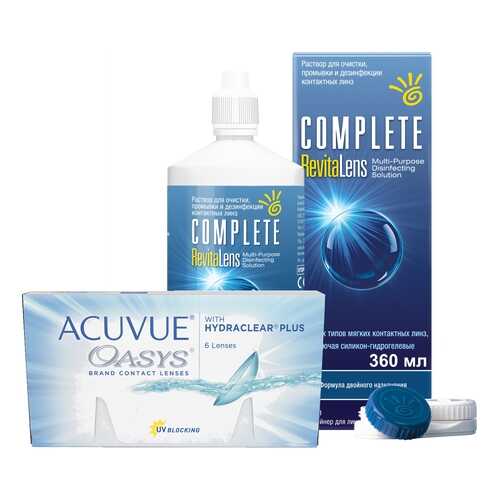 Контактные линзы Acuvue Oasys 6 линз R 8.4 -12.00 + Раствор Complete RevitaLens 360 мл в Аптека 36,6